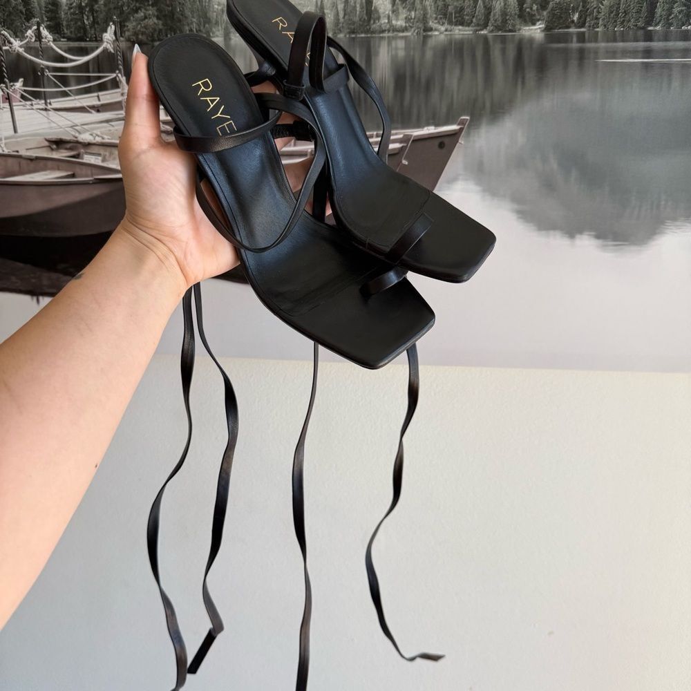 Raye black lace up heels